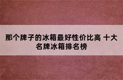 那个牌子的冰箱最好性价比高 十大名牌冰箱排名榜